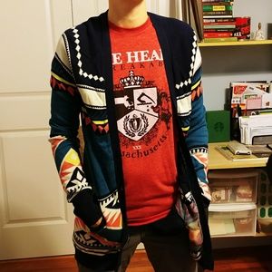 Button up sweater geometric pattern